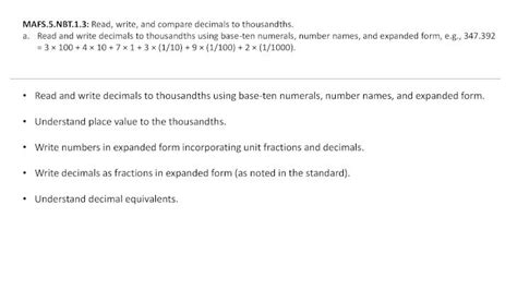 Pdf Read And Write Decimals To Thousandths Using Base Ten Spookhill Polk Wp Read