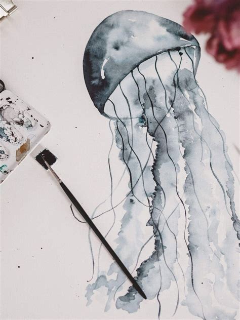 Tutorial Aquarell Qualle Watercolor Jellyfish Step By Step Anleitung