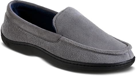 Amazon.com | Isotoner Mens Jared Slip On Comfort Loafer Slippers Gray ...