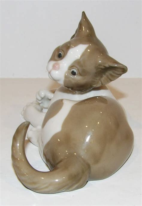 Darling Lladro Spain Porcelain Surprised Cat Figurine Ebay