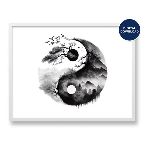 Yin Yang Printable Poster Balance Wall Art Ying Yang Wall Poster