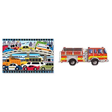 Melissa Doug Pc Traffic Jam Floor Puzzle Fire Truck Jumbo Jigsaw