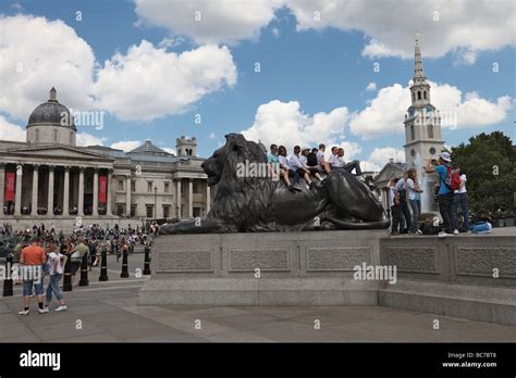 Trafalgar square lions hi-res stock photography and images - Alamy