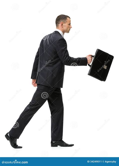 Profile Of Walking With Suitcase Businessman Stock Image Image 34249011