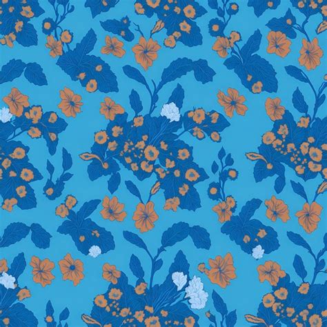 Premium Psd Minimalist Floral Pattern In Orange And Blue