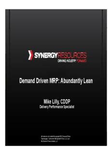 Demand Driven MRP Abundantly Lean Demand Driven MRP PDF