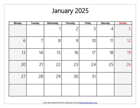 Print A Free January 2025 Calendar Printable Pdf Word Excel Template