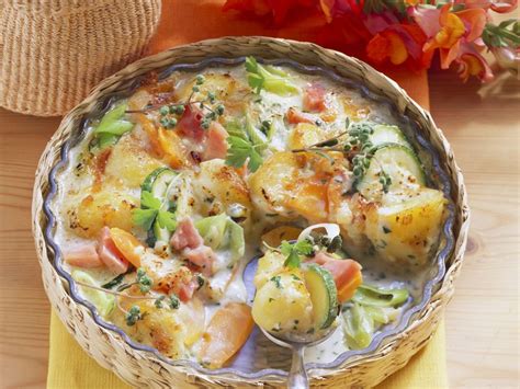 Kartoffel Gem Se Gratin Mit Schinken Rezept Eat Smarter