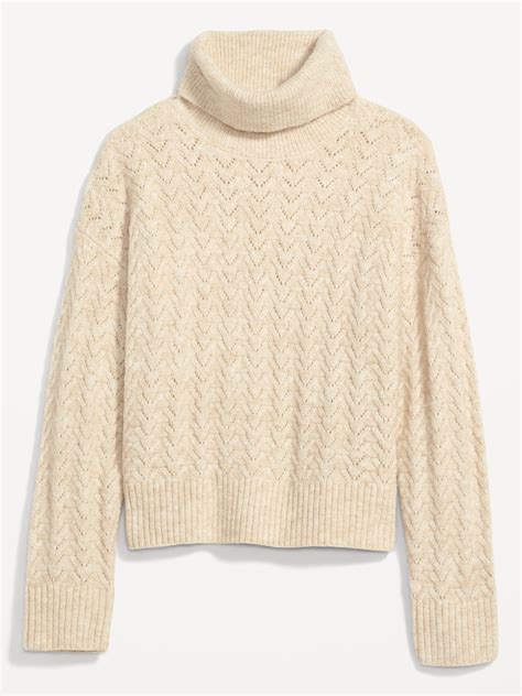 Heathered Pointelle Knit Turtleneck Sweater Old Navy