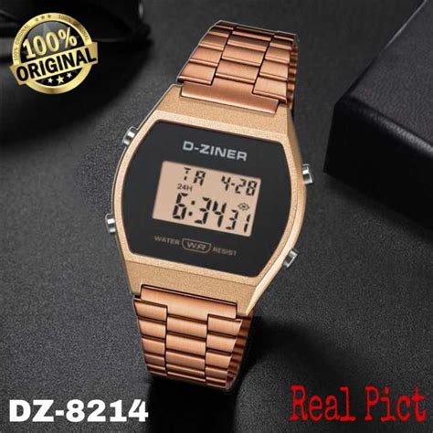 Jam Tangan Digital Olahraga Pria Wanita Rantai Stainless Steel D Ziner