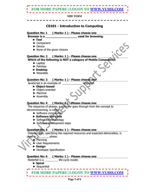 Cs Introduction To Computing Solved Mid Term Paper Mid Term For