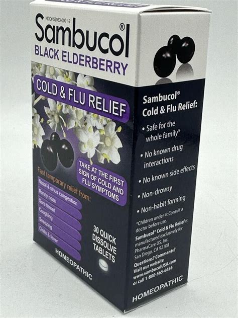 Sambucol Black Elderberry Cold And Flu Relief Tablets Quick