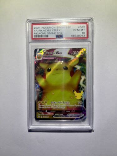 2021 Pikachu Vmax SWSH062 PSA 10 Gem Mint Full Art Black Star Promo