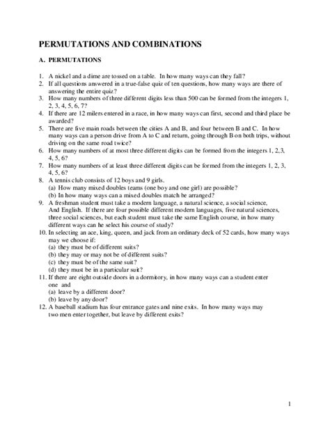 Pdf Permutations And Combinations Neve Ti