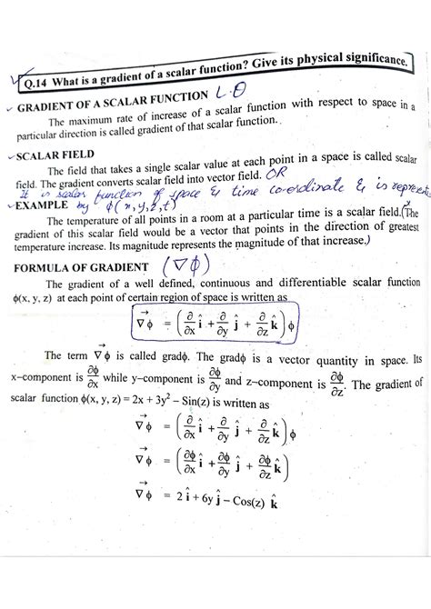 Solution Gradient Of Scalar Function And Its Physical Significance