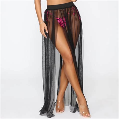 Vrouwen Beach Bikini Cover Up Zomer Mesh Zwemmen Rok Wrap Sarong Cover