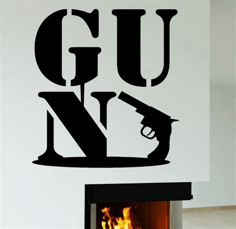 Gun Sticker Weapon Decal Girl Pistol Muurstickers Posters Vinyl Wall ...