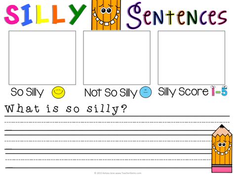 Silly Sentences Writing Center – Teacher Gems