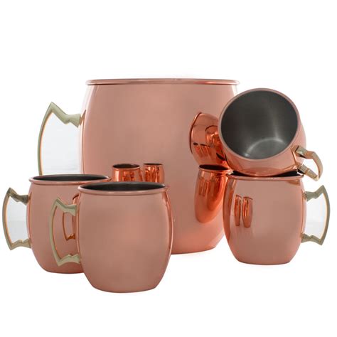 Sets Of Moscow Mule Mug Cup Drinking Hammered Copper Brass Steel Gift