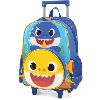 Mochila Rodas Luxcel Baby Shark Azul Escuro Imperial Papelaria