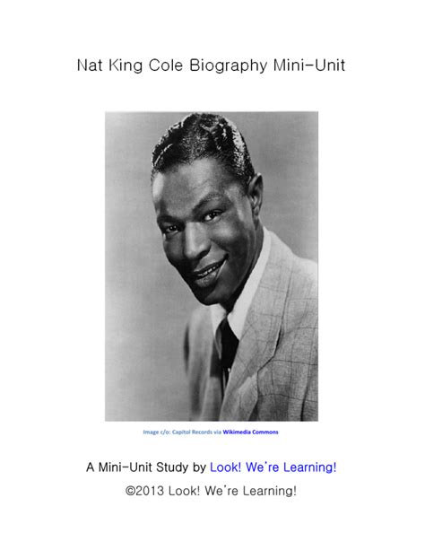 Nat King Cole Biography Mini-Unit - Look! We're Learning!