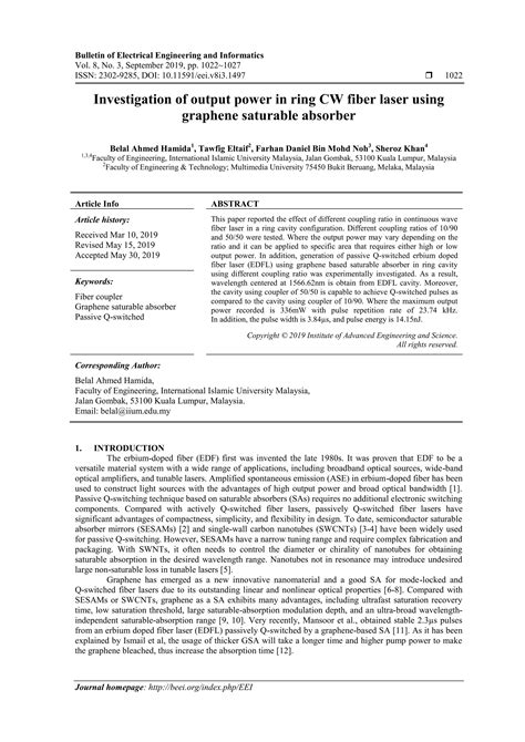 Investigation Of Output Power In Ring CW Fiber Laser Using Graphene