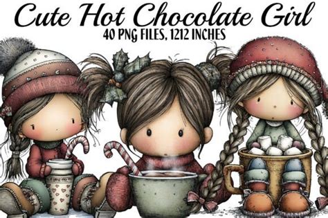Cute Hot Chocolate Girl Clipart Graphic By DreamArtGraphic Creative Fabrica