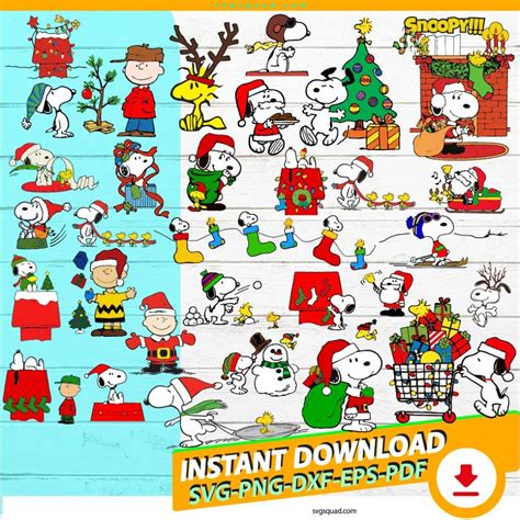 42 Peanuts Snoopy Christmas Svg Png Dxf Pdf Eps Digital Files