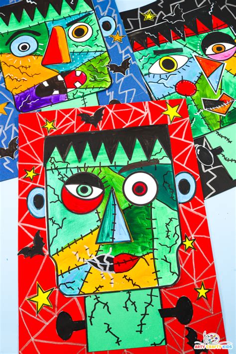 Picasso Frankenstein Collage Art for Halloween | Halloween art projects