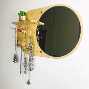 Jewelry Mirror for Wall Jewelry Organizer With Shelf Wall Jewelry ...