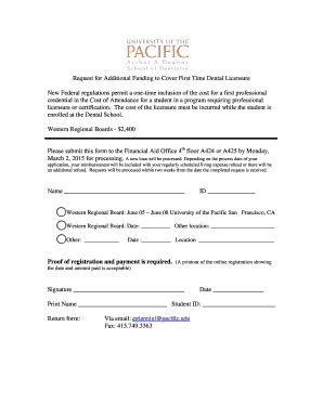 Fillable Online Dental Pacific Request For Additional Funding To Cover