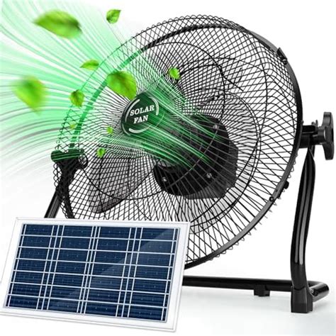 TonyEst Ventilador solar portátil 12 pulgadas recargable con batería