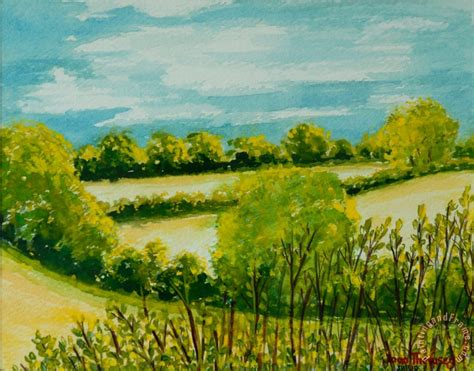 Joan Thewsey August Landscape Suffolk painting - August Landscape Suffolk print for sale