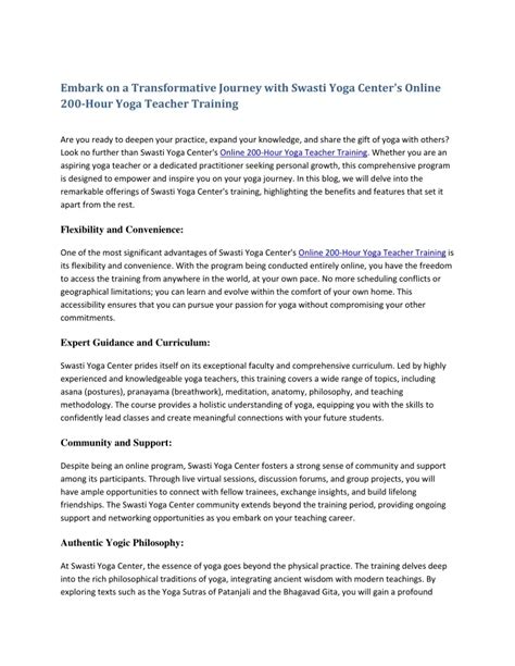 Ppt Embark On A Transformative Journey With Swasti Yoga Center S