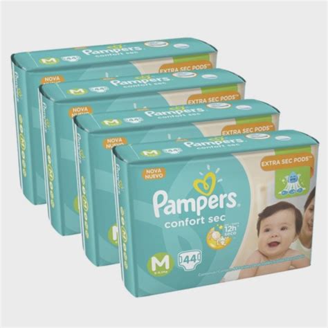 Kit 4 Fraldas Pampers Confort Sec M44 176un Submarino