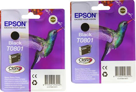 Epson T0801 Ink Cartridge Black Pack Of 2 Genuine Amazon Dash