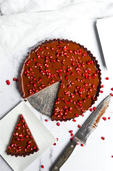 No Bake Chocolate Pomegranate Tart Worn Slap Out