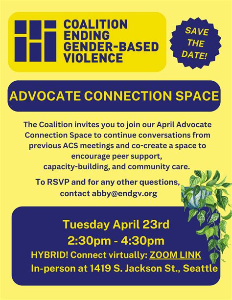 April Advocate Connection Space Coalition Ending Gender Based Violence