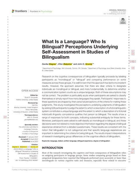 Pdf What Is A Language Who Is Bilingual Perceptions Underlying Self