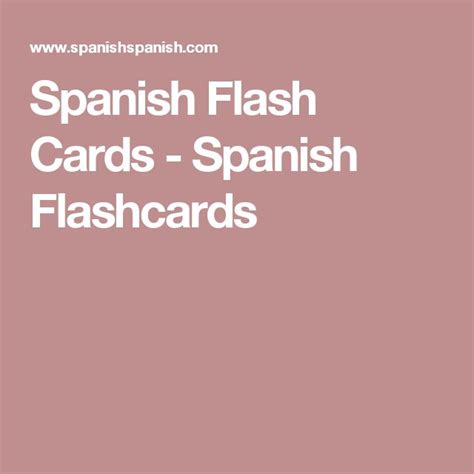 Spanish Flash Cards - Spanish Flashcards | Spanish flashcards ...