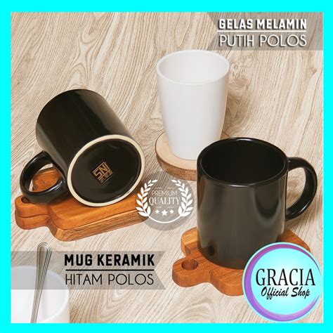 Jual Gracia Gelas Keramik Hitam Polos Mug Keramik Porselen Gelas