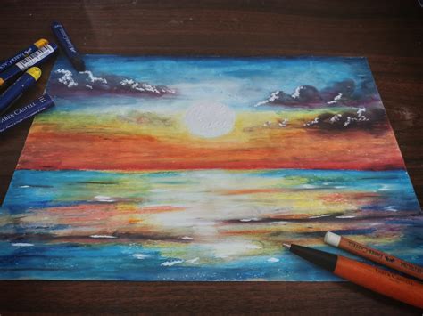 Sunset (oil pastel) : r/painting