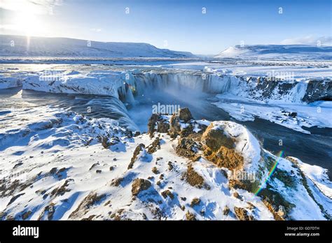 Beautiful winter scene of Godafoss, Iceland Stock Photo - Alamy