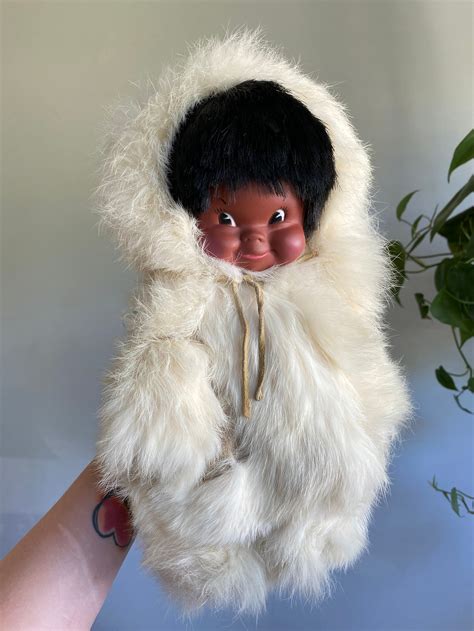 Vintage Inuit Eskimo Canada Made Doll By Regal Toy Real Fur Etsy