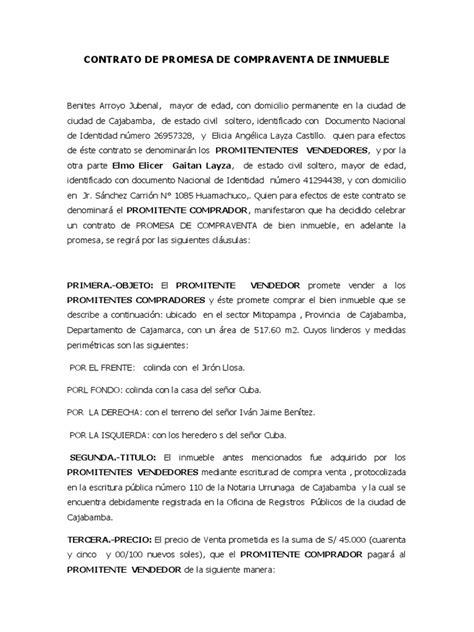 Contrato De Promesa Ejemplos Y Formatos Word Y Pdf Para Imprimir Images And Photos Finder