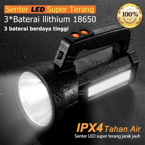 Jual Senter Terang Jarak Jauh Senter LED Super Terang IPX4 Tahan Air