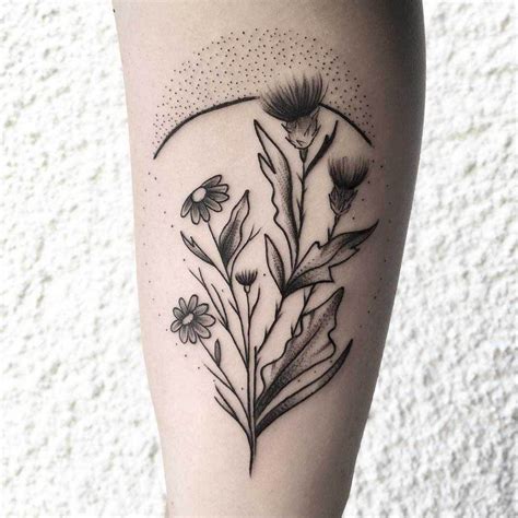 Black complex hand-painted Mimosa flower tattoos design ideas, Easily tempted, sensitive heart ...