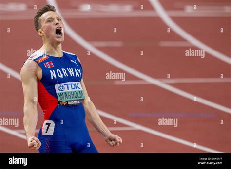 Budapest Hungary 23rd Aug 2023 Karsten Warholm Of Norway Celebrates