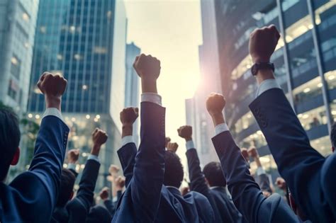 Premium Photo Unified Business Team With Raised Fist