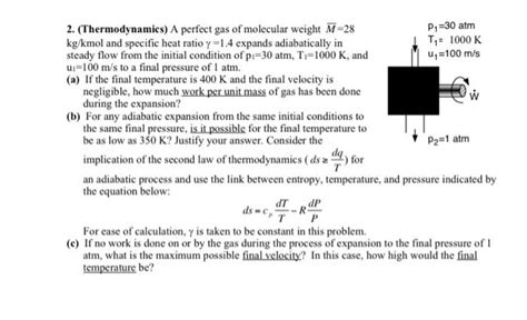 Solved Thermodynamics A Perfect Gas Of Molecular Weight Chegg